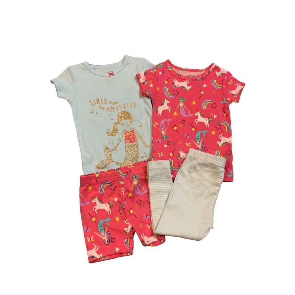 12 Months New Carters 4 Piece Pajama PJ Mermaid Unicorn Girls Can be Anything